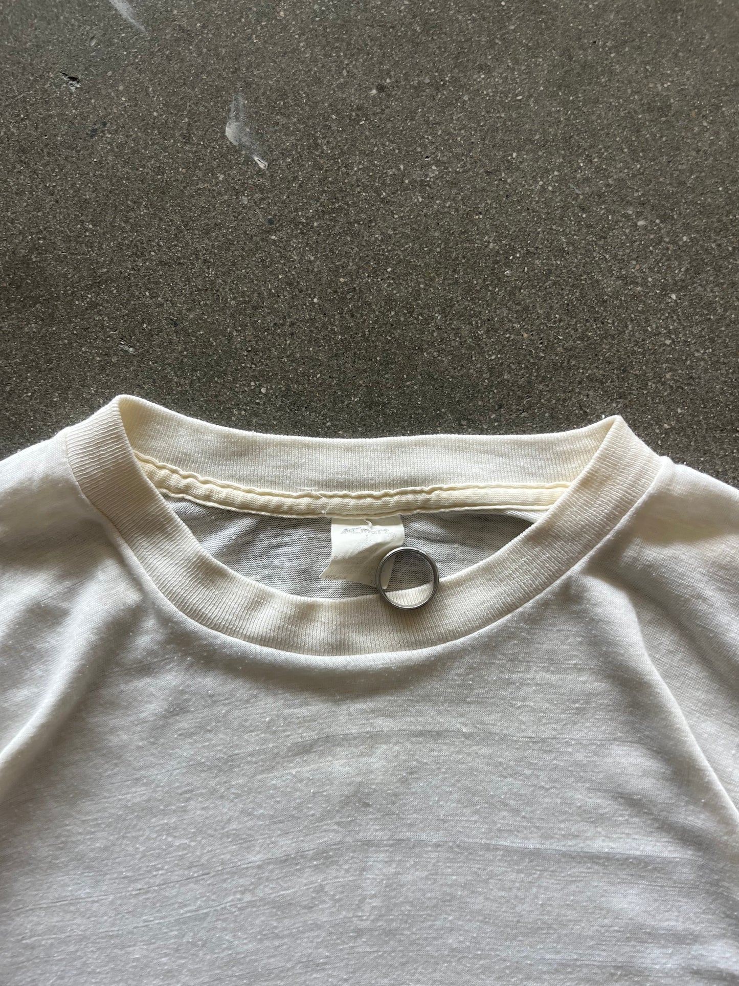 70’S WHITE SLUB BLANK TEE - M