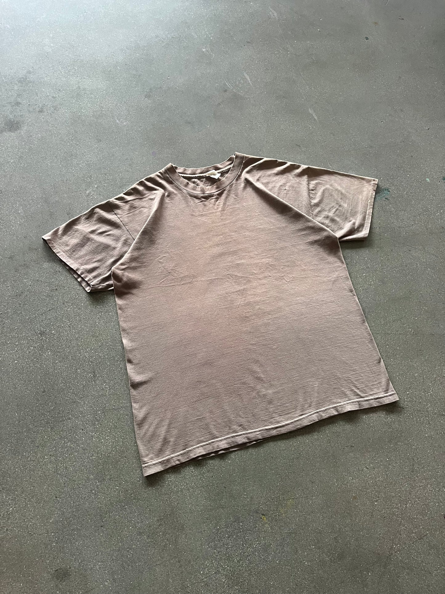80’S FADED BROWN ARMY BLANK TEE - XL