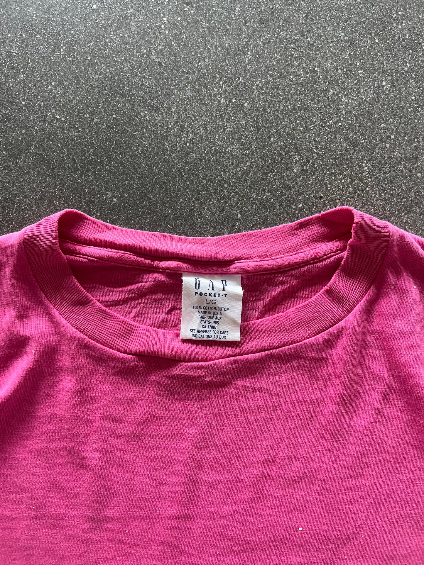 90’S PAINT SPLATTERED PINK SELVEDGE POCKET TEE - BOXY L