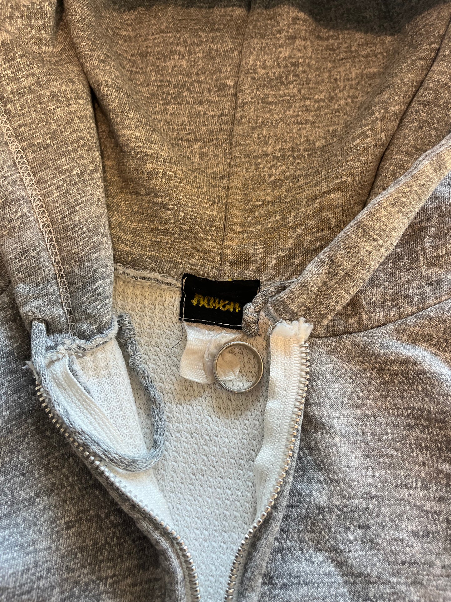 80’S HEATHER GRAY THERMAL LINED ZIP UP HOODIE - BOXY S