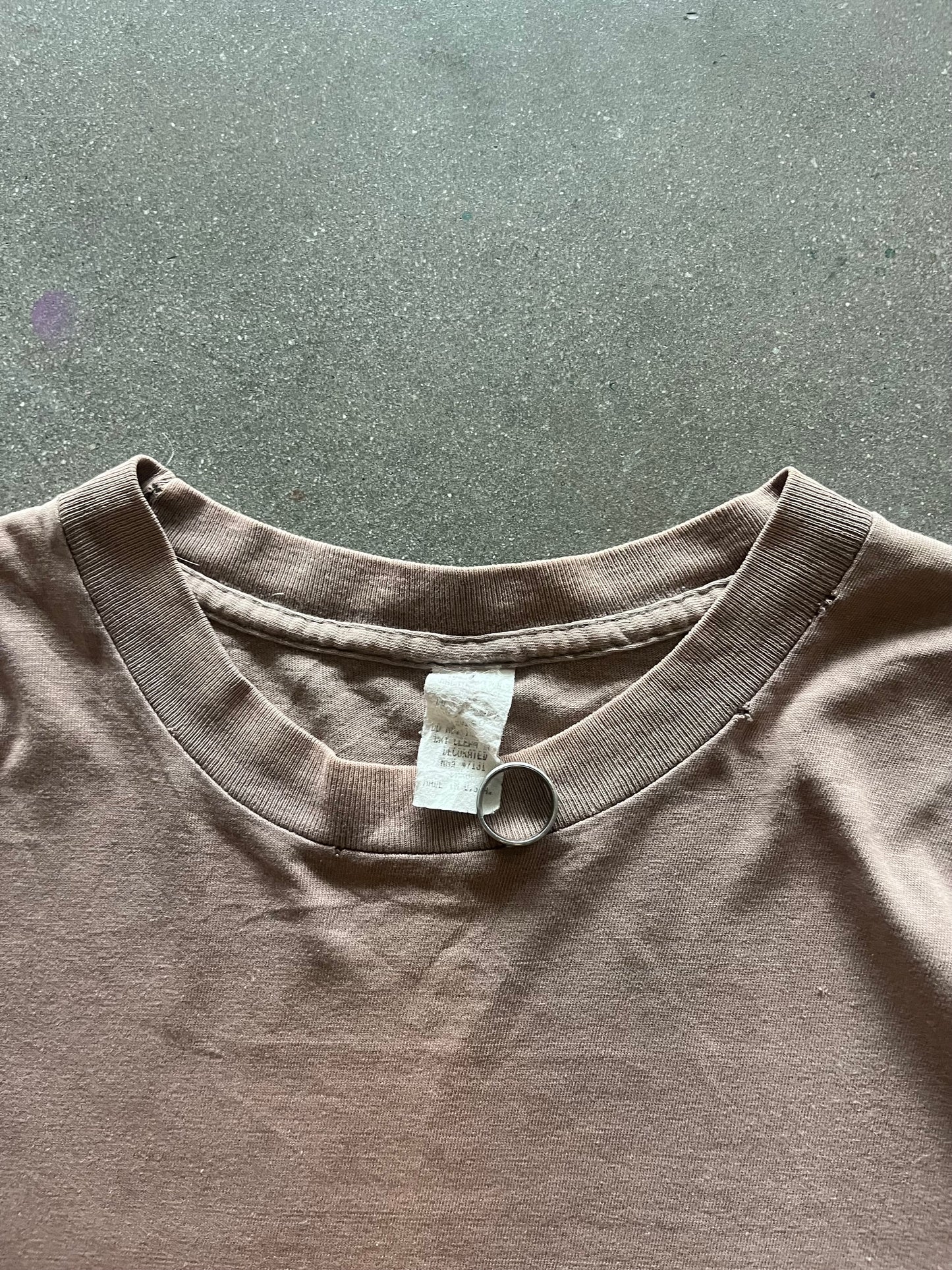 80’S FADED BROWN ARMY BLANK TEE - XL