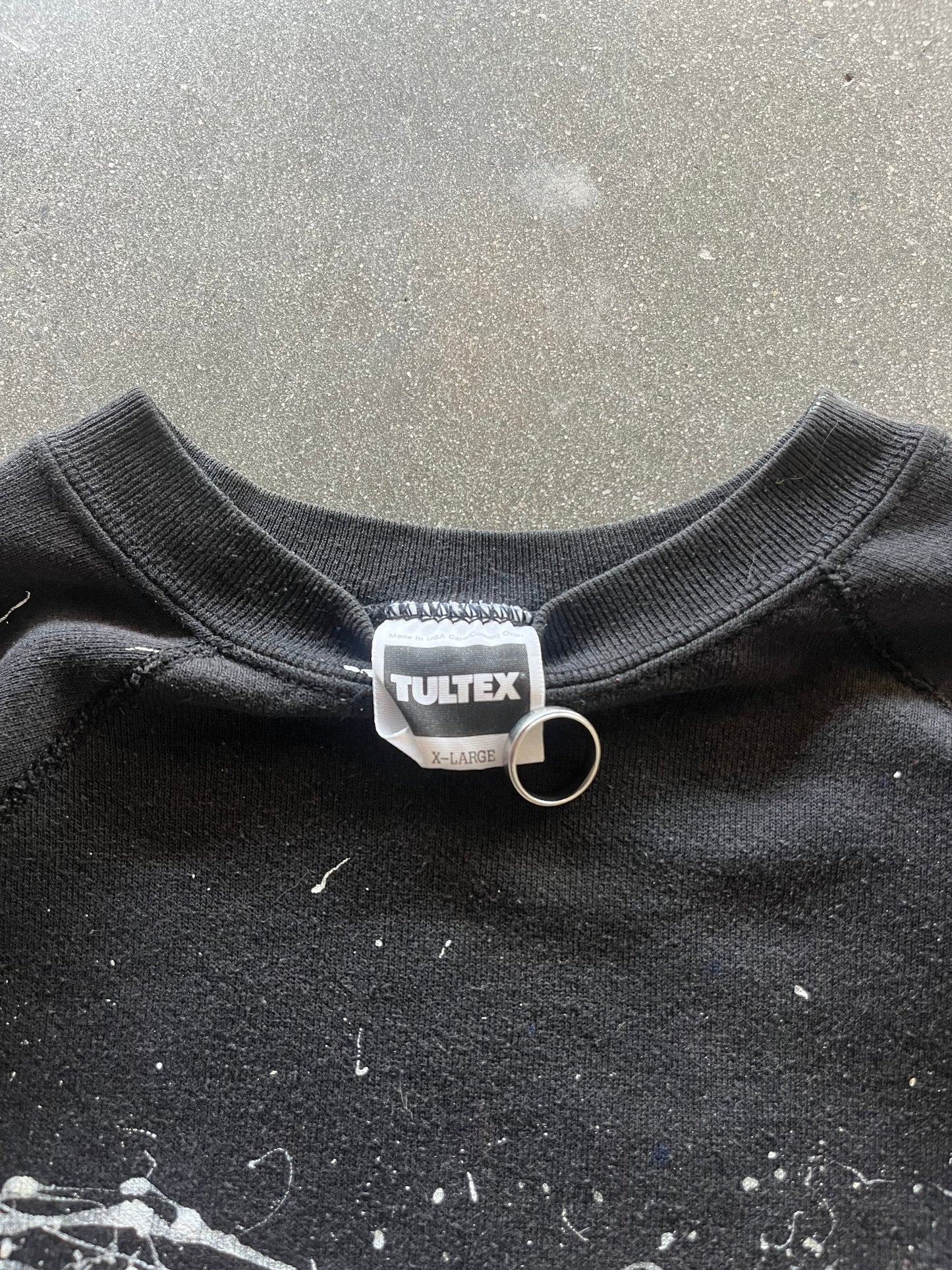 80’S BLACK RAGLAN PAINT SPLATTERED CREWNECK - BOXY L