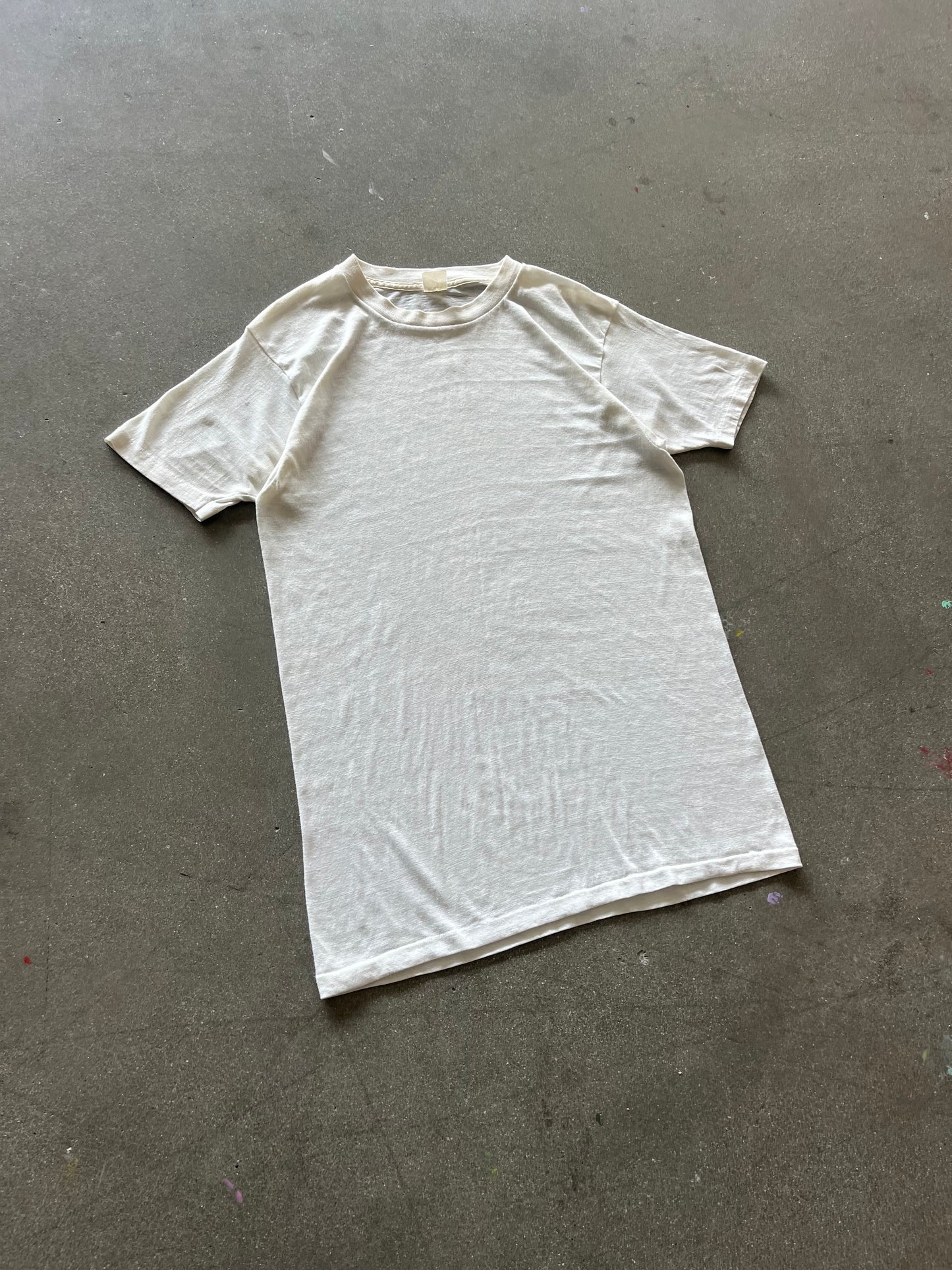70’S WHITE SLUB BLANK TEE - M