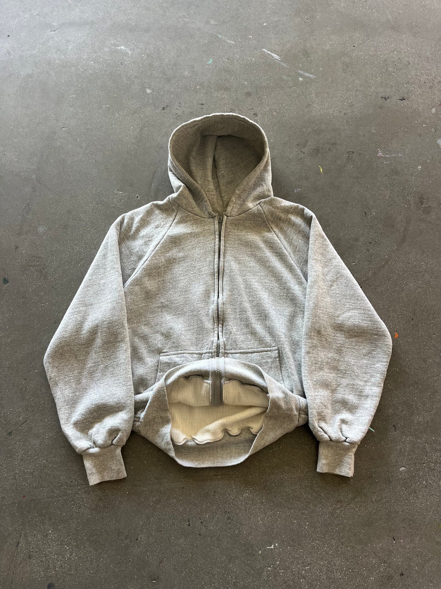 90’S HEATHER GRAY COLEMAN THERMAL LINE ZIP UP - M/L