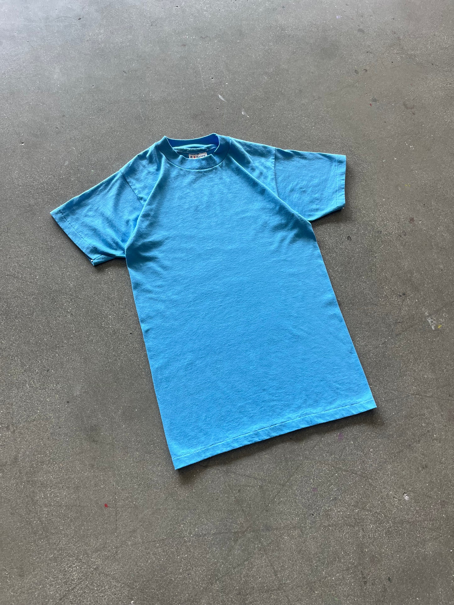 80’S BABY BLUE HANES BLANK TEE - S