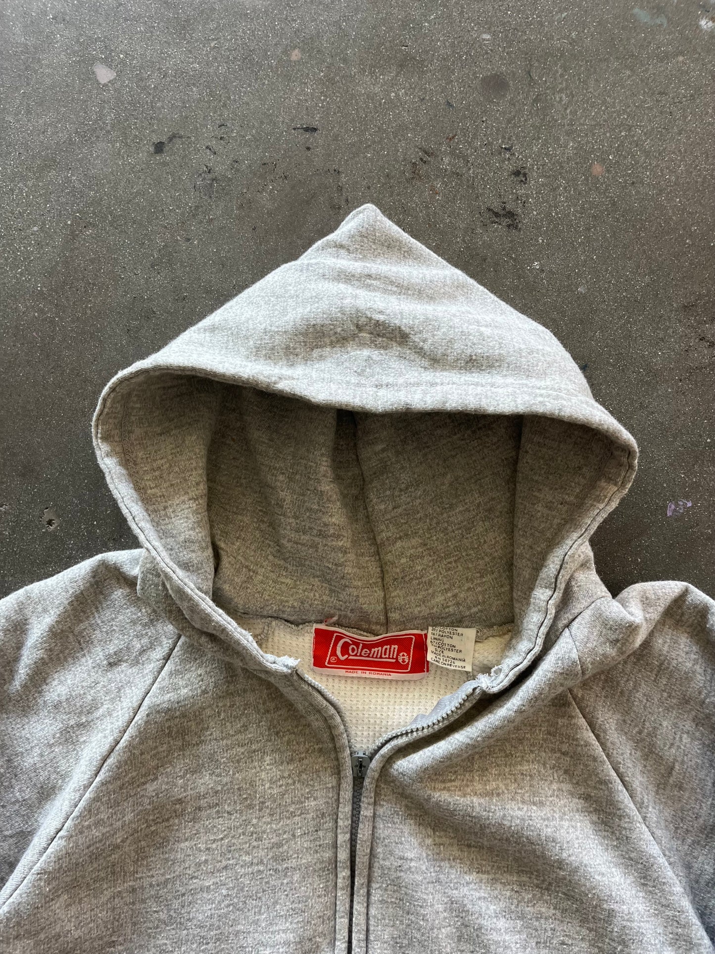 90’S HEATHER GRAY COLEMAN THERMAL LINE ZIP UP - M/L
