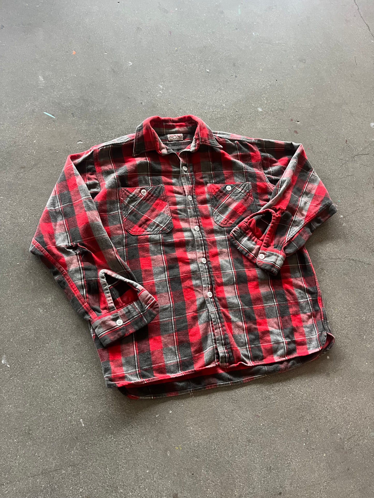 70’S WINTER KING RED WOVEN FLANNEL - L