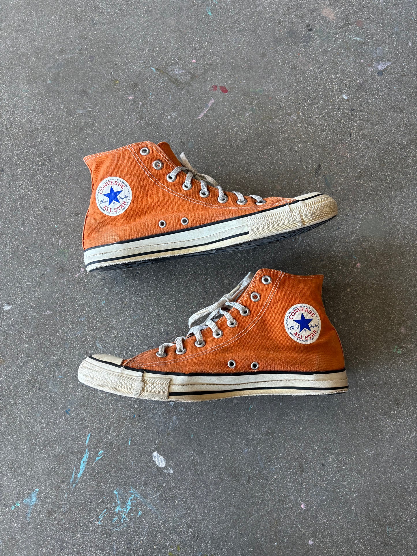 80’S SUNFADED ORANGE HIGH TOP CONVERSE - 12.5 US MENS