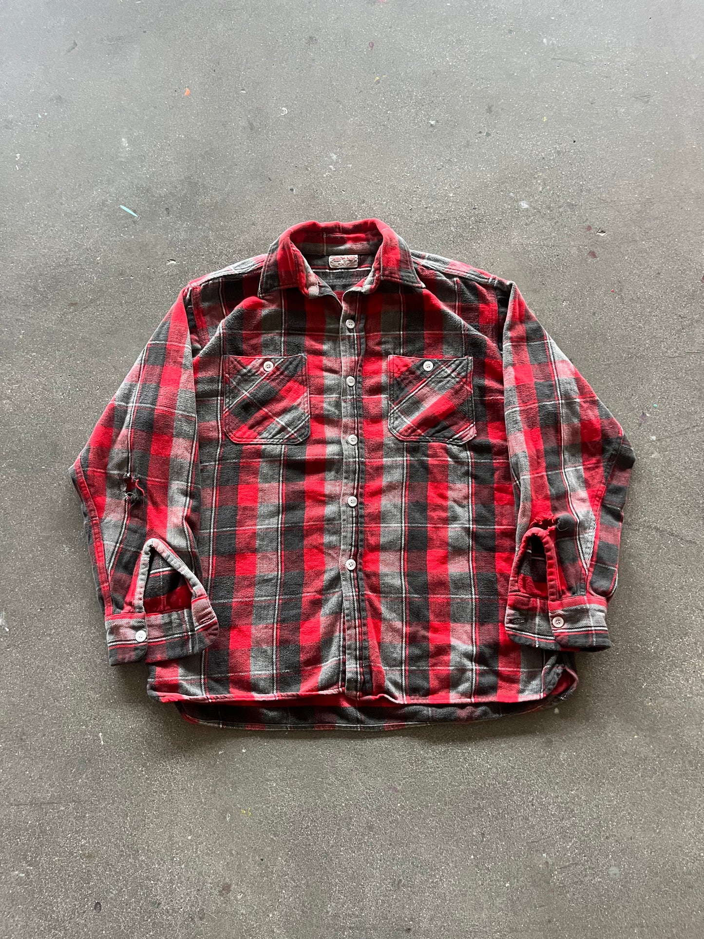 70’S WINTER KING RED WOVEN FLANNEL - L