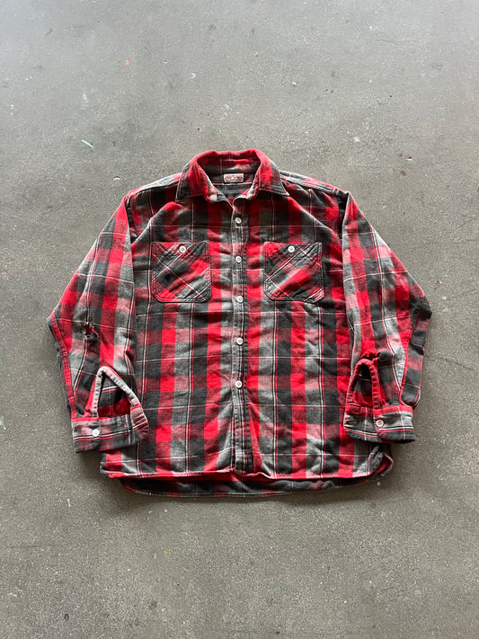 70’S WINTER KING RED WOVEN FLANNEL - L