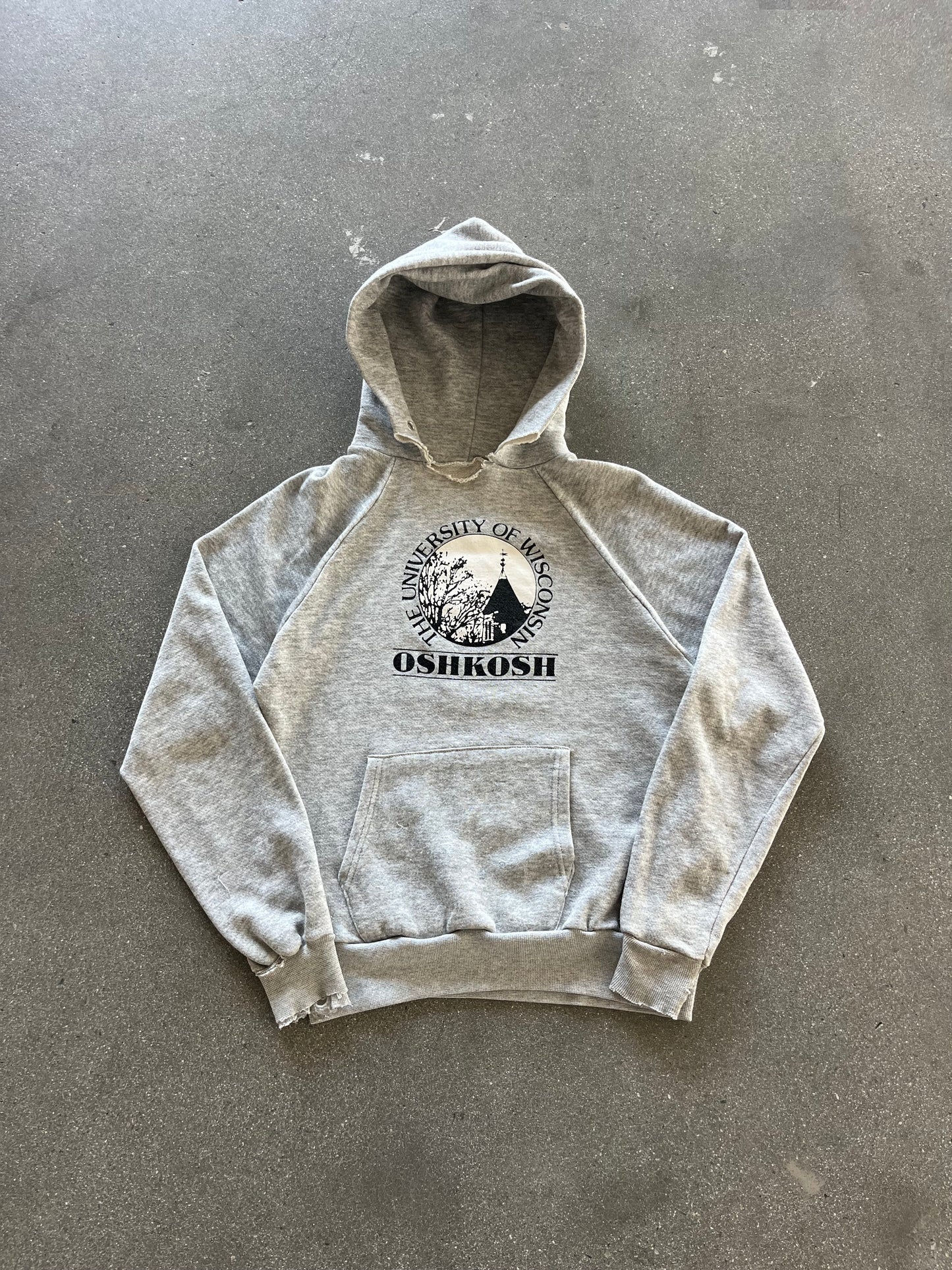 80’S HEATHER GRAY “UOW” OSH KOSH HOODIE - S/M