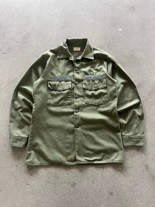 80’S U.S. ARMY MILITARY GREEN TWILL CHORE JACKET - L