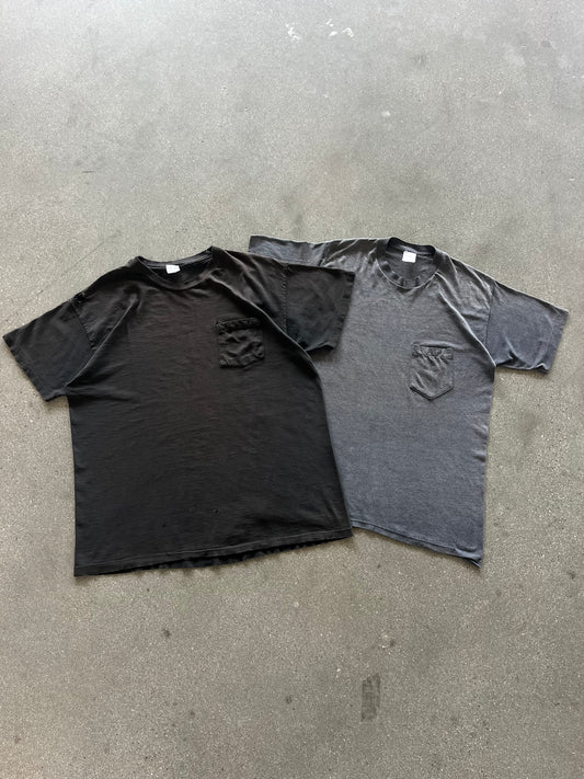 90’S V2 BLACK & CHARCOAL POCKET TEE - 2 PACK