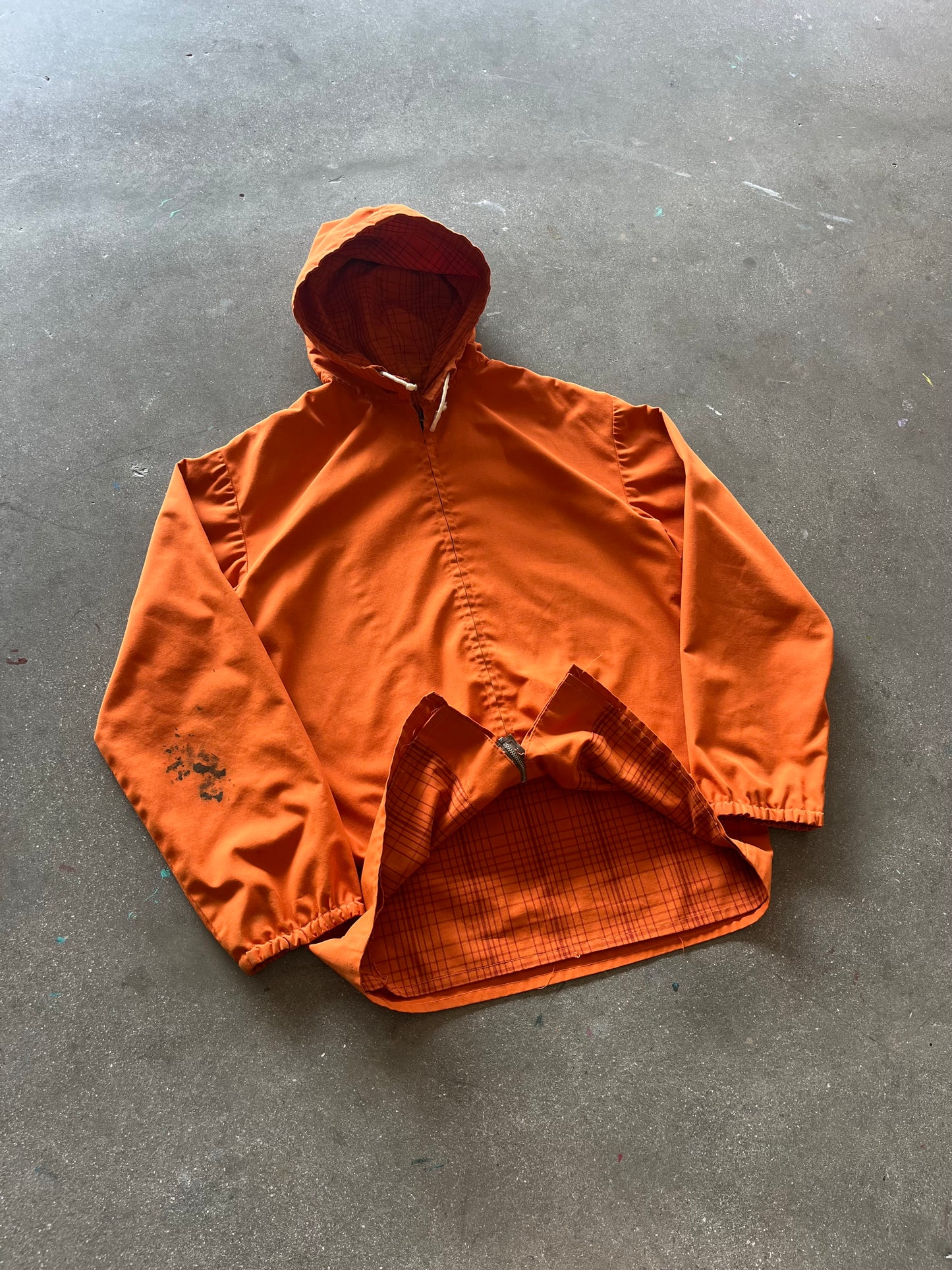 70’S SUNKIST CANVAS PLAID LINED ZIP UP HOODIE - M/L
