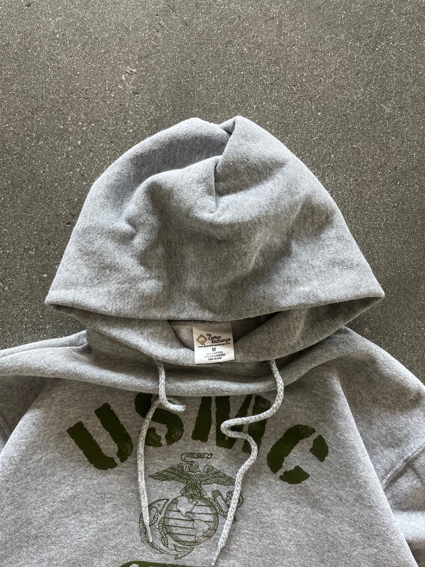 90’S HEATHER GRAY “USMC” HOODIE - M