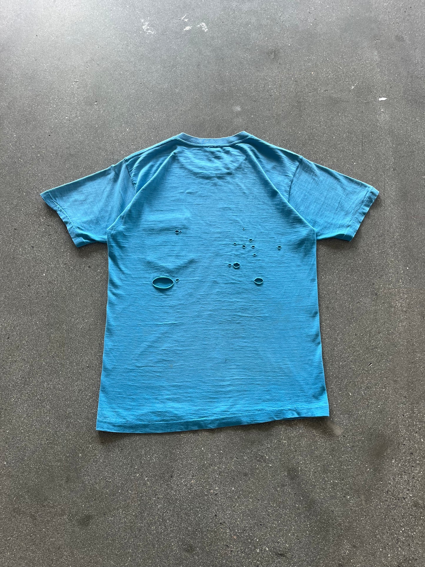 70’S THRASHED BLUE POCKET TEE - M