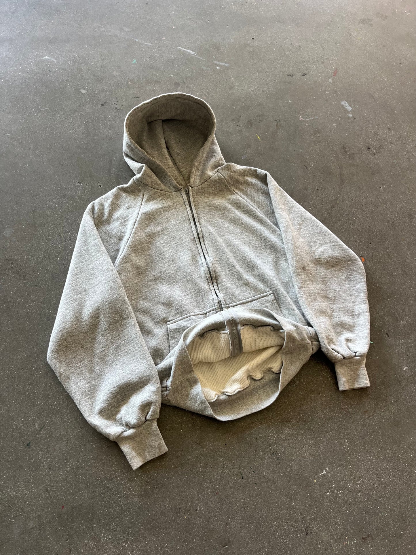 90’S HEATHER GRAY COLEMAN THERMAL LINE ZIP UP - M/L