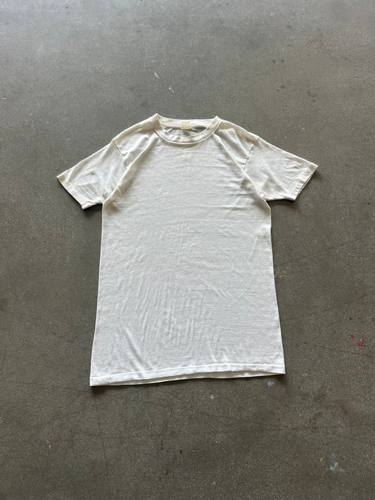 70’S WHITE SLUB BLANK TEE - M