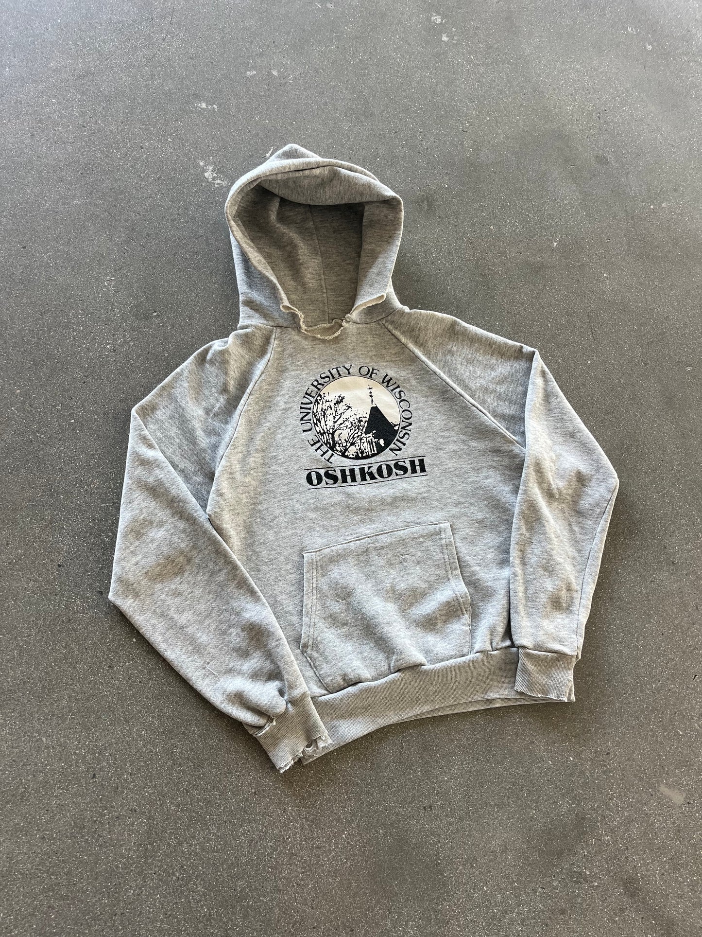 80’S HEATHER GRAY “UOW” OSH KOSH HOODIE - S/M