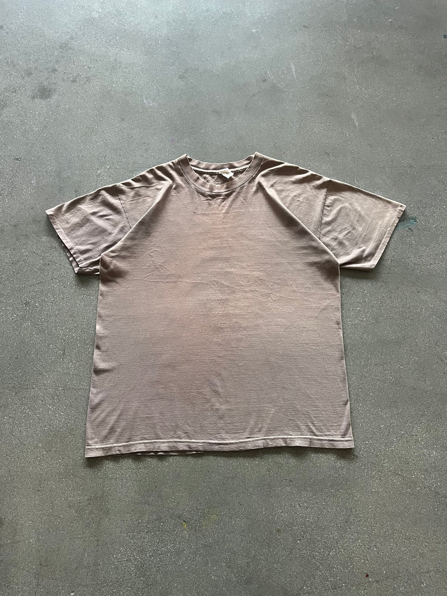80’S FADED BROWN ARMY BLANK TEE - XL