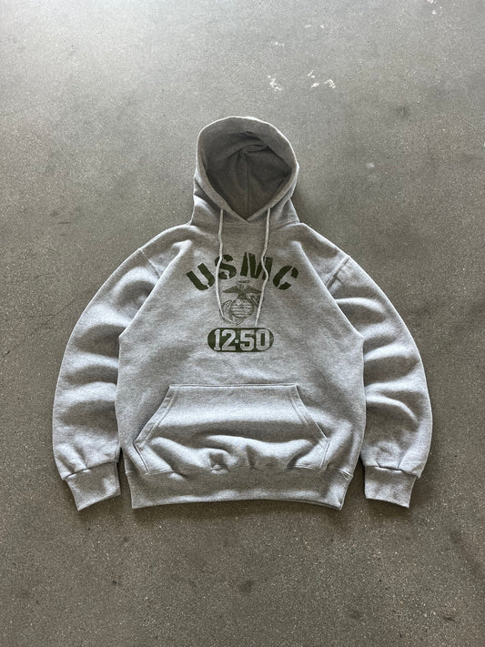 90’S HEATHER GRAY “USMC” HOODIE - M