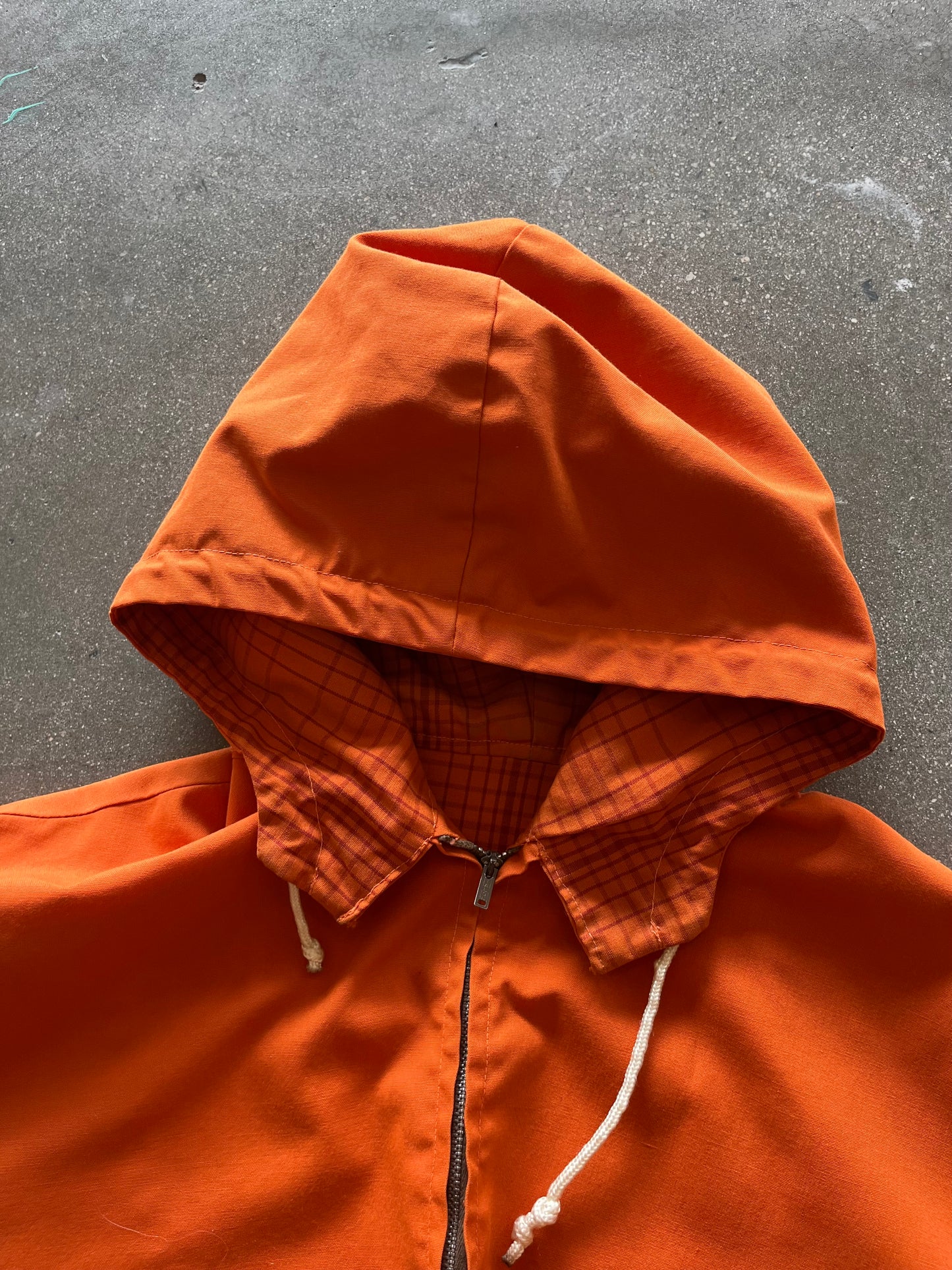 70’S SUNKIST CANVAS PLAID LINED ZIP UP HOODIE - M/L