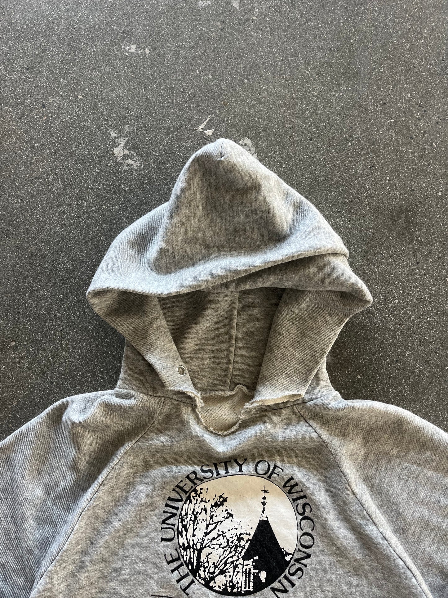 80’S HEATHER GRAY “UOW” OSH KOSH HOODIE - S/M